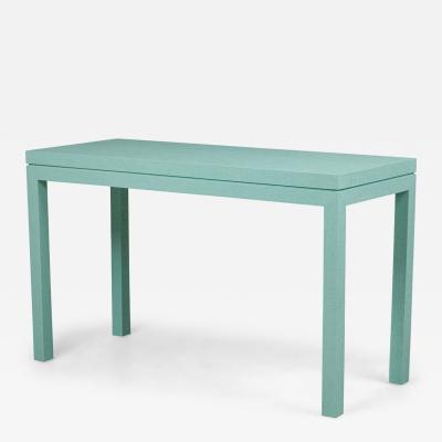 Asian Contemporary Style Turquoise Colored Raffia Wrapped Console Table