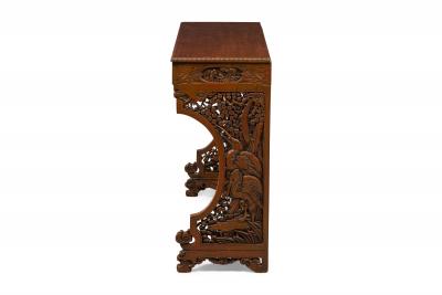 Asian Hand Carved and Mirrored Console Table