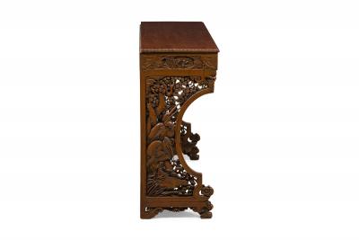 Asian Hand Carved and Mirrored Console Table