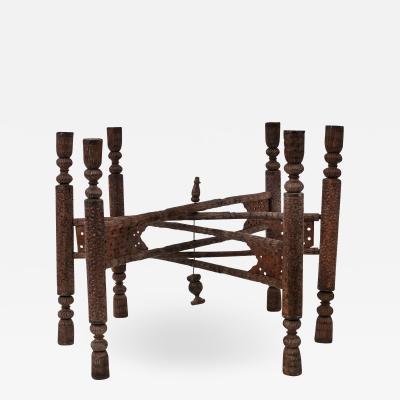 Asian Indian Style Carved Walnut Folding Table Base