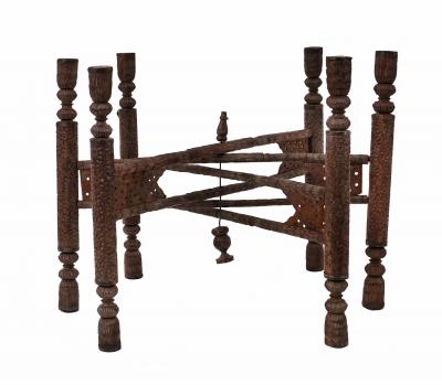 Asian Indian Style Carved Walnut Folding Table Base