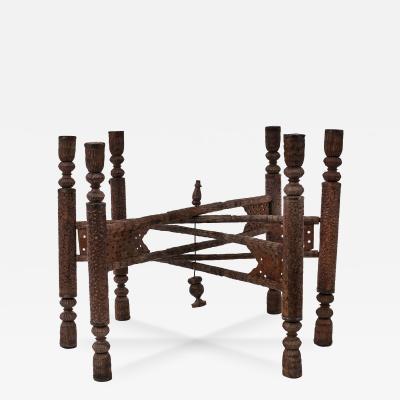 Asian Indian Style Carved Walnut Folding Table Base