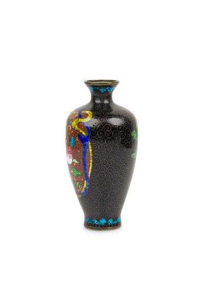 Asian Small Bronze and Enamel Painted Urn
