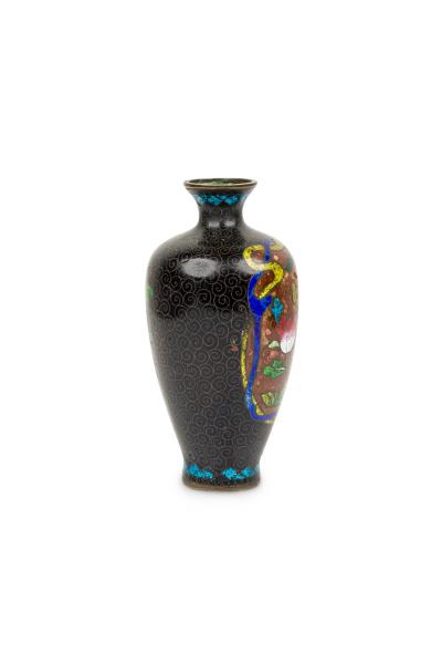 Asian Small Bronze and Enamel Painted Urn