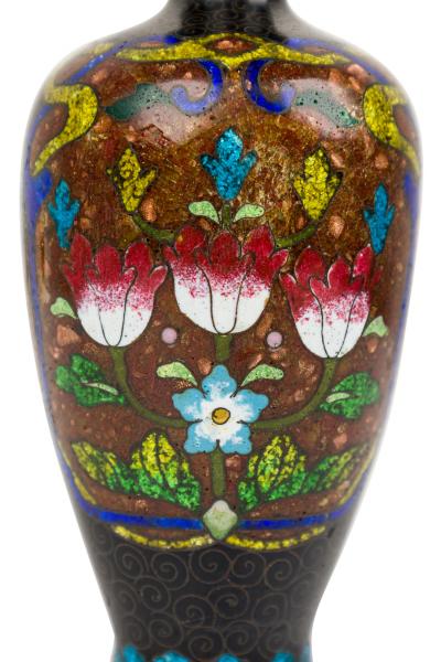 Asian Small Bronze and Enamel Painted Urn