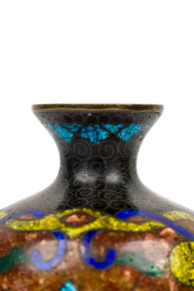 Asian Small Bronze and Enamel Painted Urn