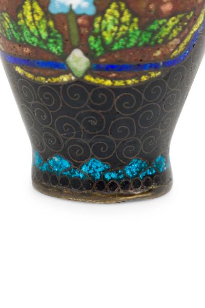 Asian Small Bronze and Enamel Painted Urn