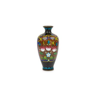Asian Small Bronze and Enamel Painted Urn
