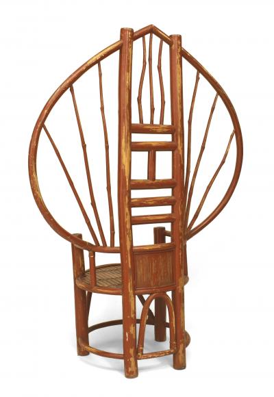 Asian bamboo fan back throne chair