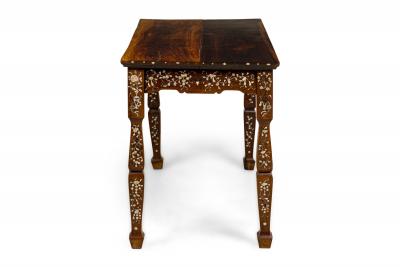 Asian rosewood and pearl inlaid rectangular center davenport table