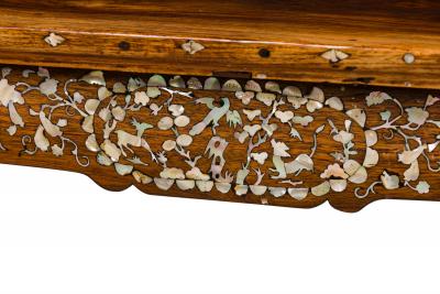 Asian rosewood and pearl inlaid rectangular center davenport table