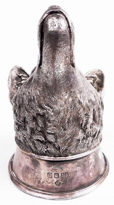 Asprey Traditional Thatcher Era Sterling Silver Fox Stirrup Cup 1988