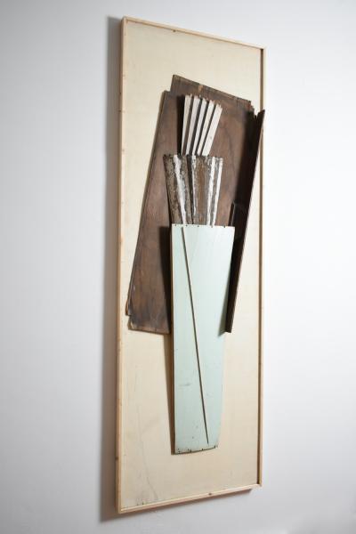 Assembled wood pieces painting sculpture 1970s 
