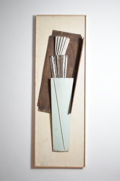 Assembled wood pieces painting sculpture 1970s 