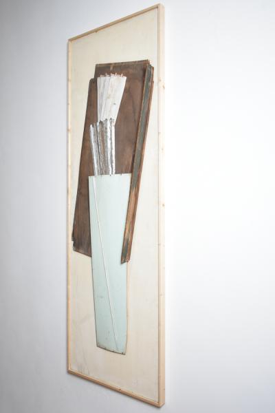Assembled wood pieces painting sculpture 1970s 