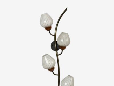 Astra Monumental Floral Sconces Copper Brass Glass Norway 1940s