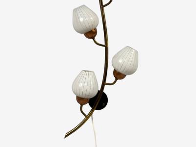 Astra Monumental Floral Sconces Copper Brass Glass Norway 1940s