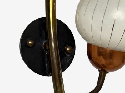 Astra Monumental Floral Sconces Copper Brass Glass Norway 1940s