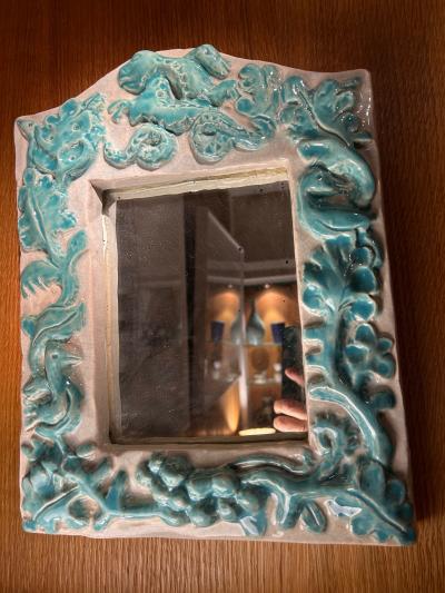 Atelier Callis Ceramic Mirror by workshop Callis Vallauris France 1946 48