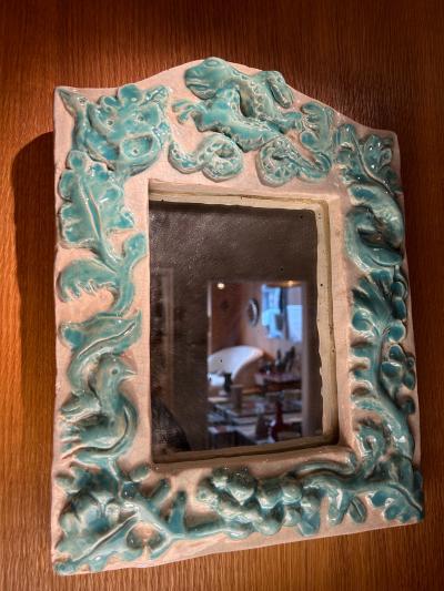 Atelier Callis Ceramic Mirror by workshop Callis Vallauris France 1946 48