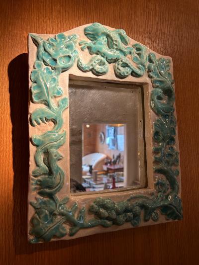 Atelier Callis Ceramic Mirror by workshop Callis Vallauris France 1946 48