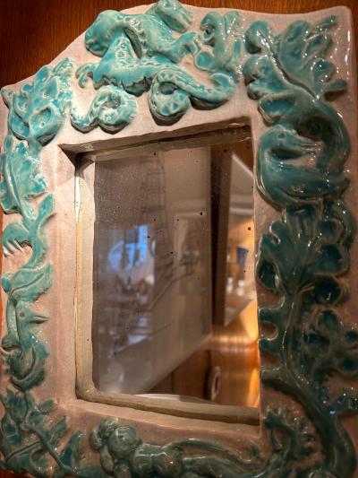 Atelier Callis Ceramic Mirror by workshop Callis Vallauris France 1946 48
