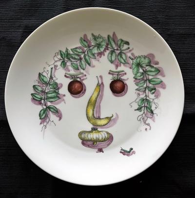 Atelier Fornasetti Five Ceramic Plate with Vegetable Face Fornasetti