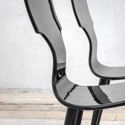 Atelier Fornasetti Fornasetti set of 4 Chairs in Black Lacquered Wood 60s