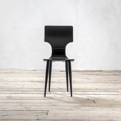 Atelier Fornasetti Fornasetti set of 4 Chairs in Black Lacquered Wood 60s