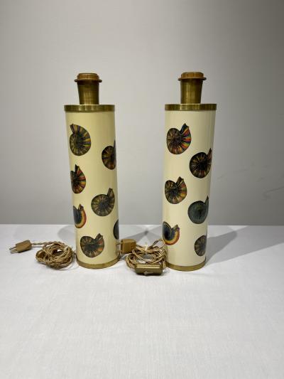 Atelier Fornasetti Pair of Table Lamp by Fornasetti Nautilus 
