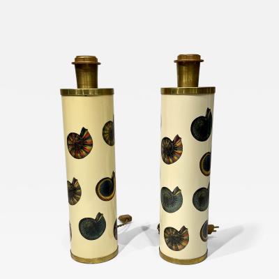 Atelier Fornasetti Pair of Table Lamp by Fornasetti Nautilus 