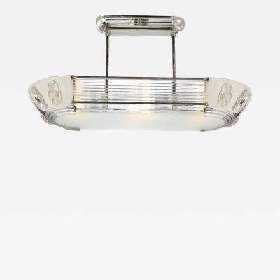 Atelier Petitot Art Deco Machine Age Chrome Glass Rod Frosted Glass Chandelier by Petitot