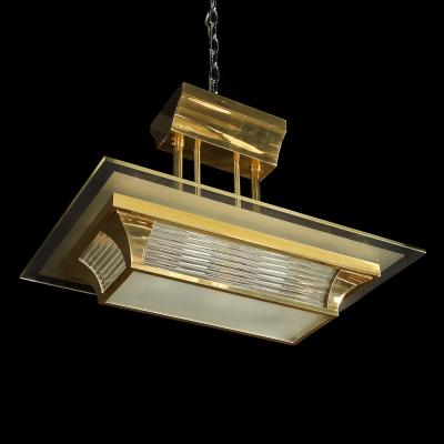 Atelier Petitot Art Deco Machine Age Polished Brass Glass Rod Chandelier by Petitot