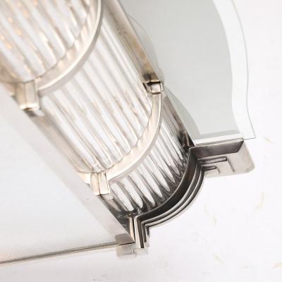 Atelier Petitot Art Deco Machine Age Silvered Bronze Frosted Glass Chandelier signed Petitot