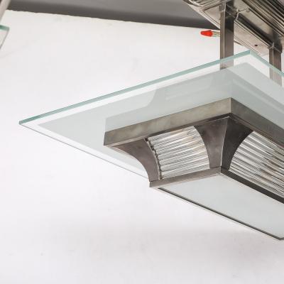 Atelier Petitot Art Deco Machine Age Silvered Bronze Glass Rod Chandelier by Petitot