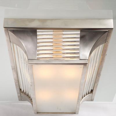 Atelier Petitot Art Deco Machine Age Silvered Bronze Glass Rod Chandelier by Petitot