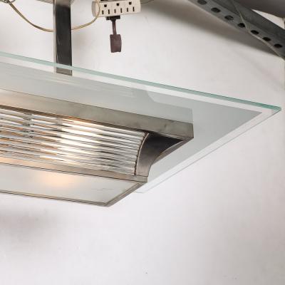 Atelier Petitot Art Deco Machine Age Silvered Bronze Glass Rod Chandelier by Petitot