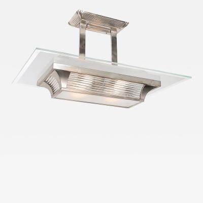 Atelier Petitot Art Deco Machine Age Silvered Bronze Glass Rod Chandelier by Petitot