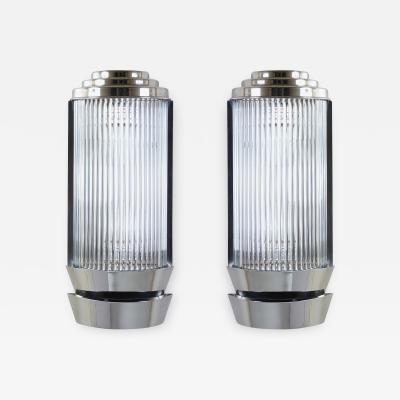 Atelier Petitot Art Deco Sconces in Glass Nickel by Atelier Petitot Pair