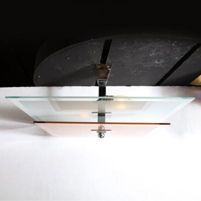 Atelier Petitot Art Deco Two Tier Chandelier in Rose Clear Frosted Glass by Petitot