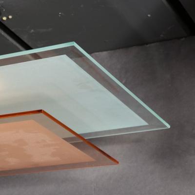 Atelier Petitot Art Deco Two Tier Chandelier in Rose Clear Frosted Glass by Petitot