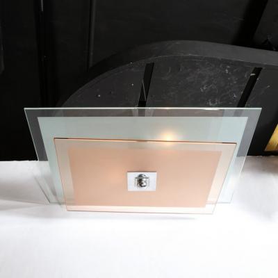 Atelier Petitot Art Deco Two Tier Chandelier in Rose Clear Frosted Glass by Petitot