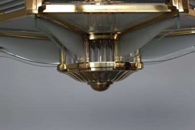 Atelier Petitot Fine French Art Deco Octagonal Bronze and Glass Chandelier by Petitot