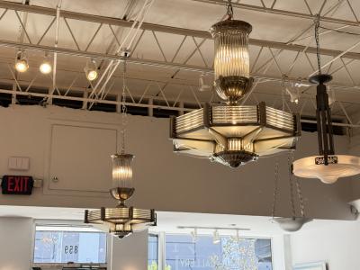 Atelier Petitot Pair of French Art Deco chandeliers by Atelier Petitot