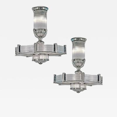 Atelier Petitot Pair of French Art Deco chandeliers by Atelier Petitot