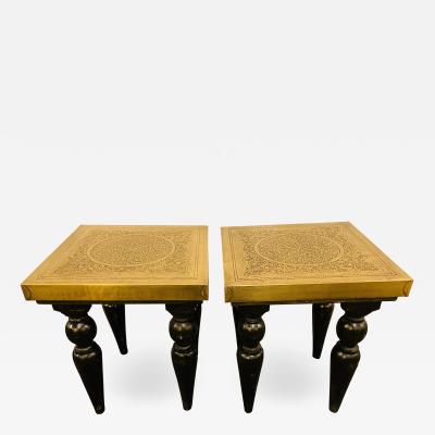 Atlas Showroom End Side or Lamp Table Square in Hollywood Regency Style A Pair