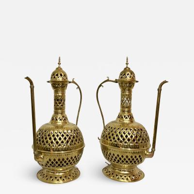 Atlas Showroom Large Floor or Table Lamp Tea Pot Aladdin Gold Brass Hand Crafted a Pair