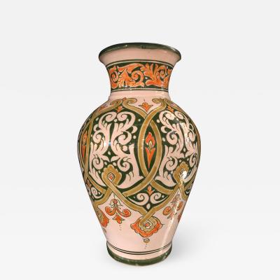 Atlas Showroom Moroccan Ceramic Green White and Orange Handmade Vintage Vase or Urn