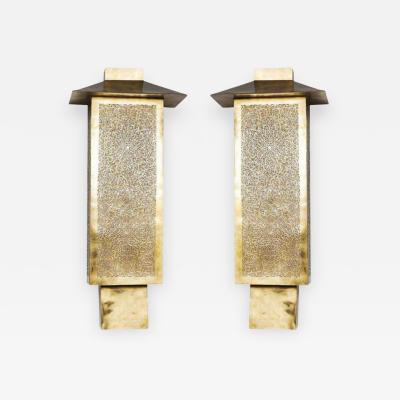 Atlas Showroom Pair of Brass Tall Wall Sconces