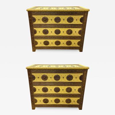 Atlas Showroom Three Drawer Commodes or Night stands in Hollywood Regency Style a Pair